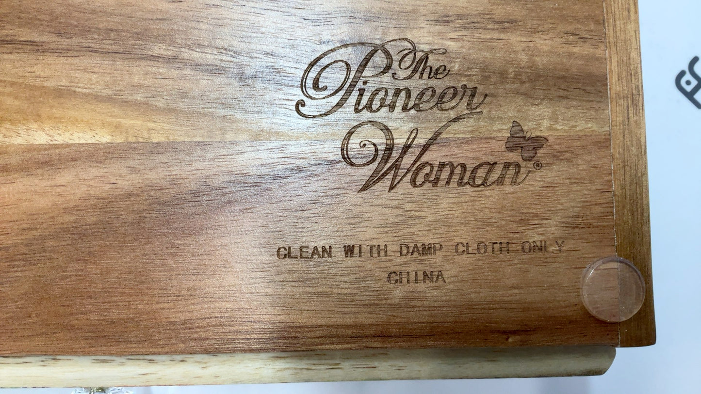 Pioneer Woman COFFEE POD HOLDER, DECORATED, WOOD